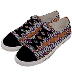 Purple And Brown Shapes                            Men s Low Top Canvas Sneakers