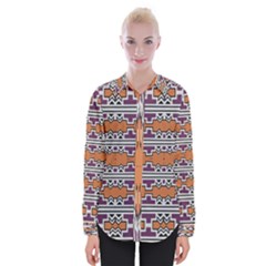 Purple And Brown Shapes                             Women Long Sleeve Shirt