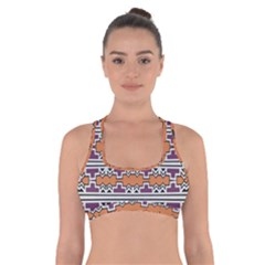 Purple And Brown Shapes                                       Cross Back Sports Bra