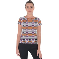 Purple And Brown Shapes                            Short Sleeve Sports Top