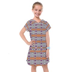 Purple And Brown Shapes                                   Kids  Drop Waist Dress by LalyLauraFLM