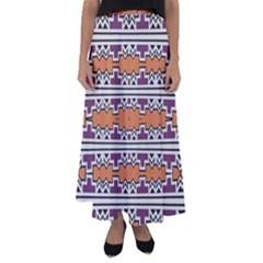 Purple And Brown Shapes                                Flared Maxi Skirt by LalyLauraFLM