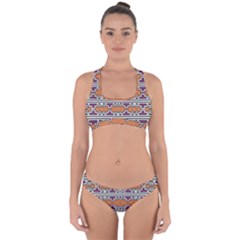 Purple And Brown Shapes                                 Cross Back Hipster Bikini Set