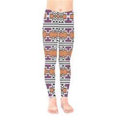 Purple And Brown Shapes                               Kids  Leggings by LalyLauraFLM