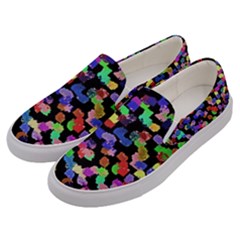 Colorful Paint Strokes On A Black Background                           Men s Canvas Slip Ons by LalyLauraFLM