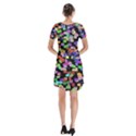 Colorful paint strokes on a black background                                    Short Sleeve V-neck Flare Dress View2