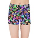 Colorful paint strokes on a black background                          Kids  Skinny Shorts View1