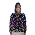 Colorful paint strokes on a black background                                Hooded Wind Breaker (Women) View1