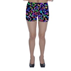 Colorful paint strokes on a black background                                Skinny Shorts