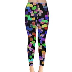 Colorful paint strokes on a black background                                Leggings