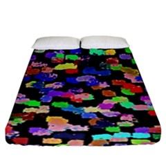 Colorful paint strokes on a black background                               Fitted Sheet (King Size)