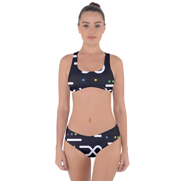 Line Circle Triangle Polka Sign Criss Cross Bikini Set