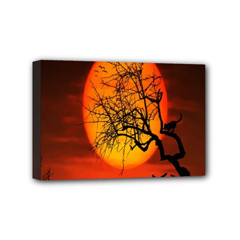 Helloween Midnight Graveyard Silhouette Mini Canvas 6  X 4  by Mariart