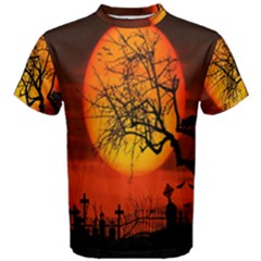 Helloween Midnight Graveyard Silhouette Men s Cotton Tee