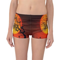 Helloween Midnight Graveyard Silhouette Boyleg Bikini Bottoms by Mariart