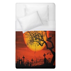 Helloween Midnight Graveyard Silhouette Duvet Cover (single Size) by Mariart