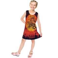 Helloween Midnight Graveyard Silhouette Kids  Tunic Dress by Mariart