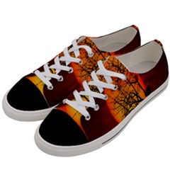 Helloween Midnight Graveyard Silhouette Women s Low Top Canvas Sneakers