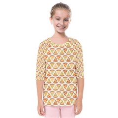 Food Pizza Bread Pasta Triangle Kids  Quarter Sleeve Raglan Tee