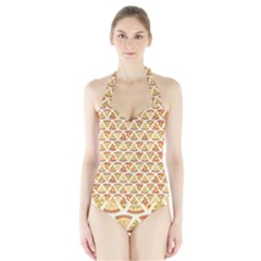 Food Pizza Bread Pasta Triangle Halter Swimsuit