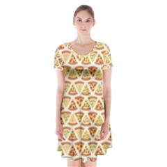 Food Pizza Bread Pasta Triangle Short Sleeve V-neck Flare Dress by Mariart