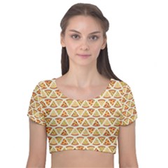 Food Pizza Bread Pasta Triangle Velvet Crop Top