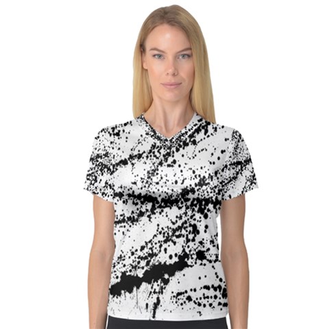 Ink Splatter Texture V-neck Sport Mesh Tee by Mariart