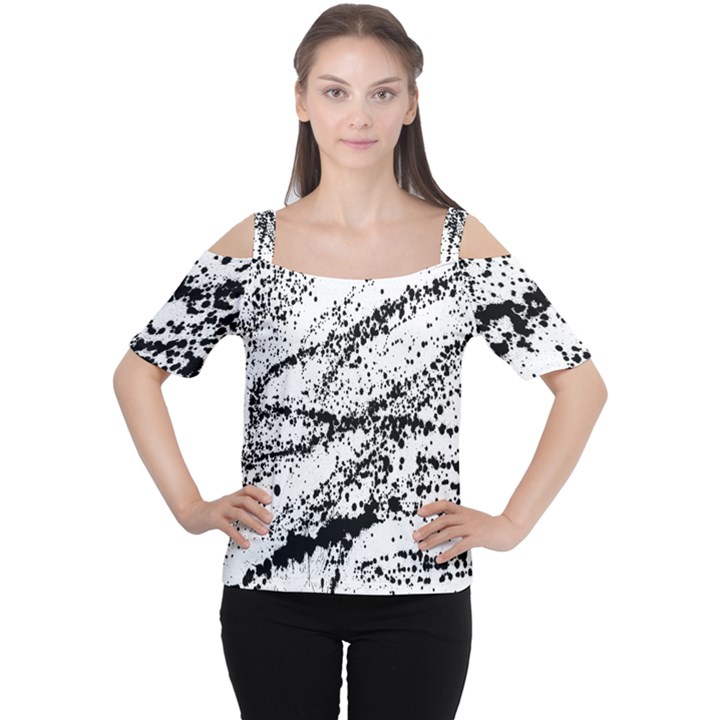 Ink Splatter Texture Cutout Shoulder Tee