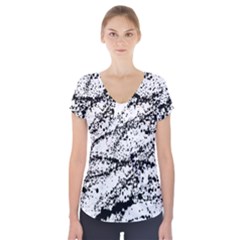 Ink Splatter Texture Short Sleeve Front Detail Top by Mariart