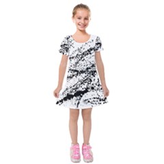 Ink Splatter Texture Kids  Short Sleeve Velvet Dress