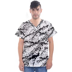 Ink Splatter Texture Men s V-neck Scrub Top