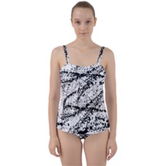 Ink Splatter Texture Twist Front Tankini Set by Mariart