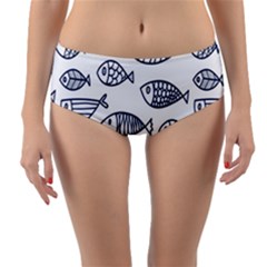 Love Fish Seaworld Swim Blue Sea Water Cartoons Reversible Mid-waist Bikini Bottoms by Mariart