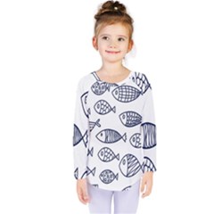 Love Fish Seaworld Swim Blue Sea Water Cartoons Kids  Long Sleeve Tee