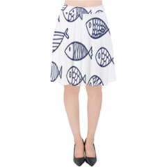 Love Fish Seaworld Swim Blue Sea Water Cartoons Velvet High Waist Skirt