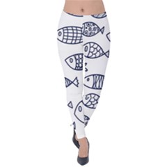 Love Fish Seaworld Swim Blue Sea Water Cartoons Velvet Leggings by Mariart