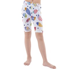 Love Fish Seaworld Swim Blue White Sea Water Cartoons Rainbow Kids  Mid Length Swim Shorts