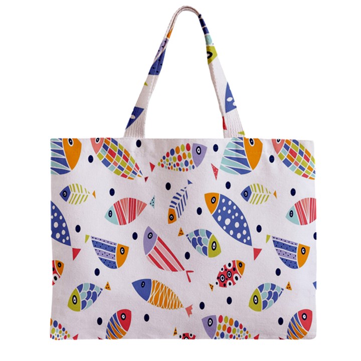 Love Fish Seaworld Swim Blue White Sea Water Cartoons Rainbow Zipper Mini Tote Bag