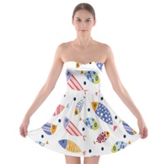 Love Fish Seaworld Swim Blue White Sea Water Cartoons Rainbow Strapless Bra Top Dress by Mariart