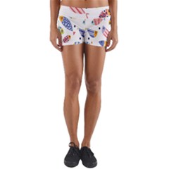 Love Fish Seaworld Swim Blue White Sea Water Cartoons Rainbow Yoga Shorts