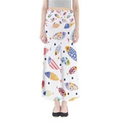 Love Fish Seaworld Swim Blue White Sea Water Cartoons Rainbow Full Length Maxi Skirt by Mariart