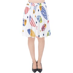 Love Fish Seaworld Swim Blue White Sea Water Cartoons Rainbow Velvet High Waist Skirt by Mariart