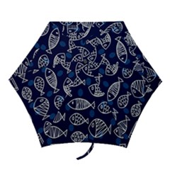 Love Fish Seaworld Swim Blue White Sea Water Cartoons Mini Folding Umbrellas by Mariart