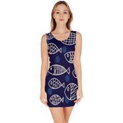 Love Fish Seaworld Swim Blue White Sea Water Cartoons Bodycon Dress