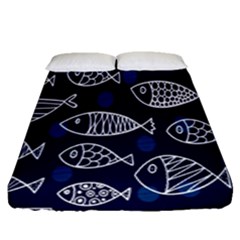 Love Fish Seaworld Swim Blue White Sea Water Cartoons Fitted Sheet (queen Size)