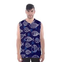 Love Fish Seaworld Swim Blue White Sea Water Cartoons Men s Basketball Tank Top