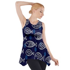 Love Fish Seaworld Swim Blue White Sea Water Cartoons Side Drop Tank Tunic