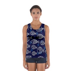 Love Fish Seaworld Swim Blue White Sea Water Cartoons Sport Tank Top 