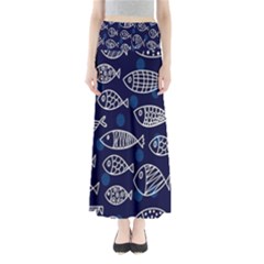 Love Fish Seaworld Swim Blue White Sea Water Cartoons Full Length Maxi Skirt by Mariart