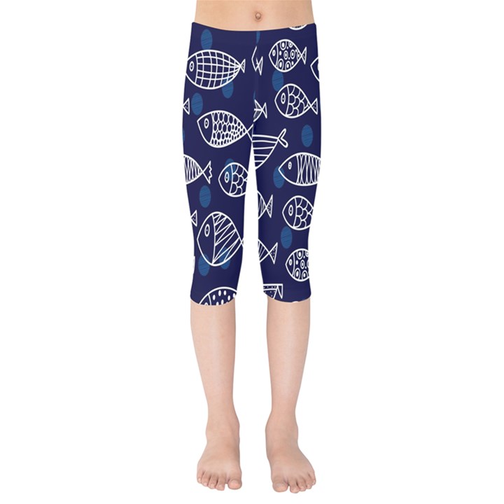 Love Fish Seaworld Swim Blue White Sea Water Cartoons Kids  Capri Leggings 